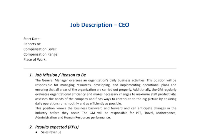create professional job descriptions for your staff
